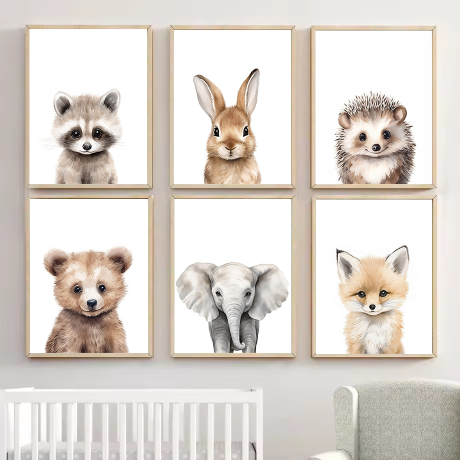 Baby Nursery Prints - 1PC Watercolour Woodland Forest Baby Animals