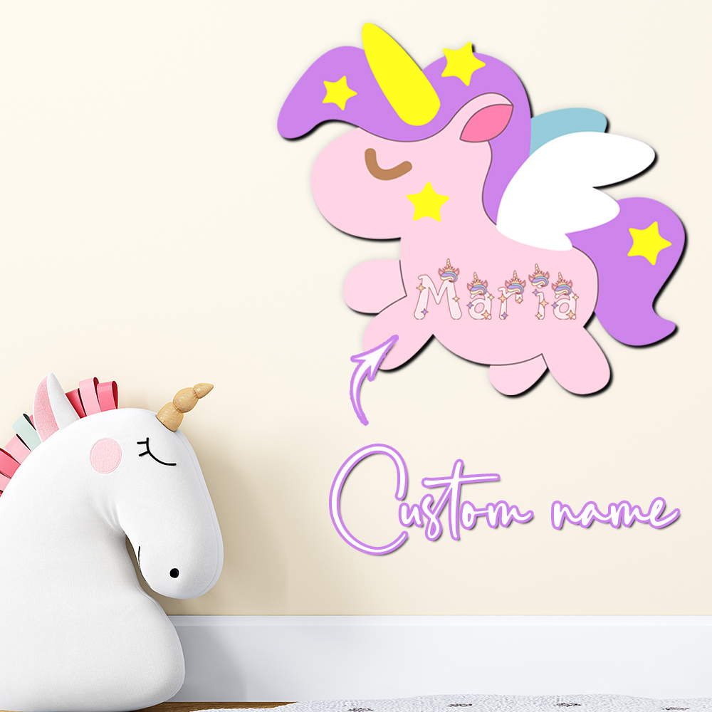 Baby Nursery Decor - Custom Unicorn Wooden Name Sign Personalized