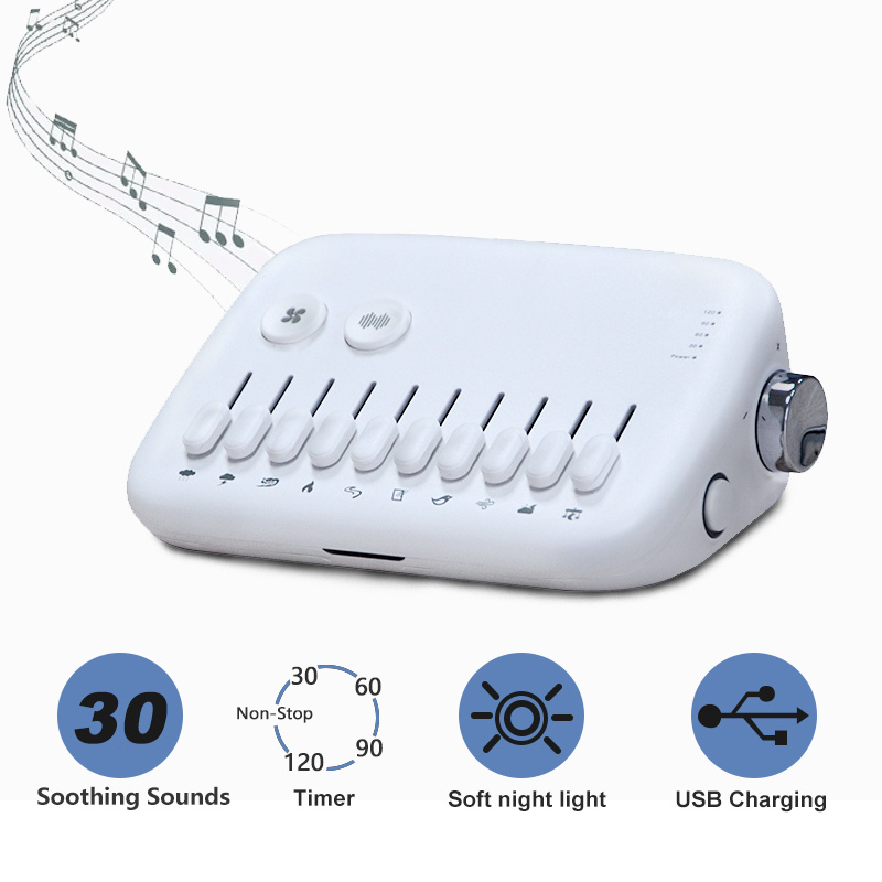Baby Sound Machine White - White Noise Machine USB Rechargeable White