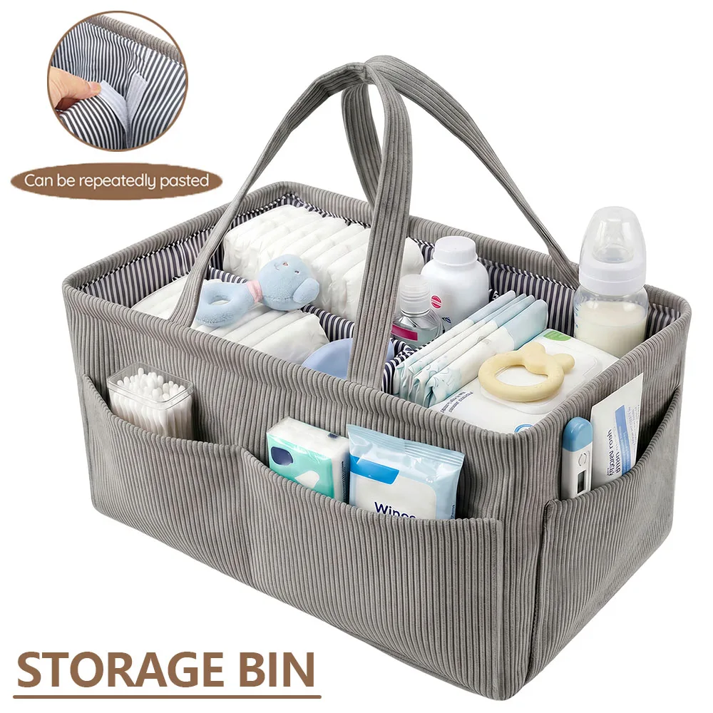 Baby Nursery Unisex - Baby Nappy Caddy Organizer Foldable Corduroy