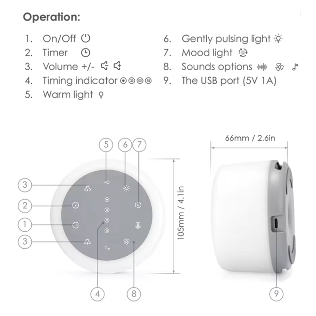 Baby Sound Machine White - 2025+ Portable Sleep Sound Machine White
