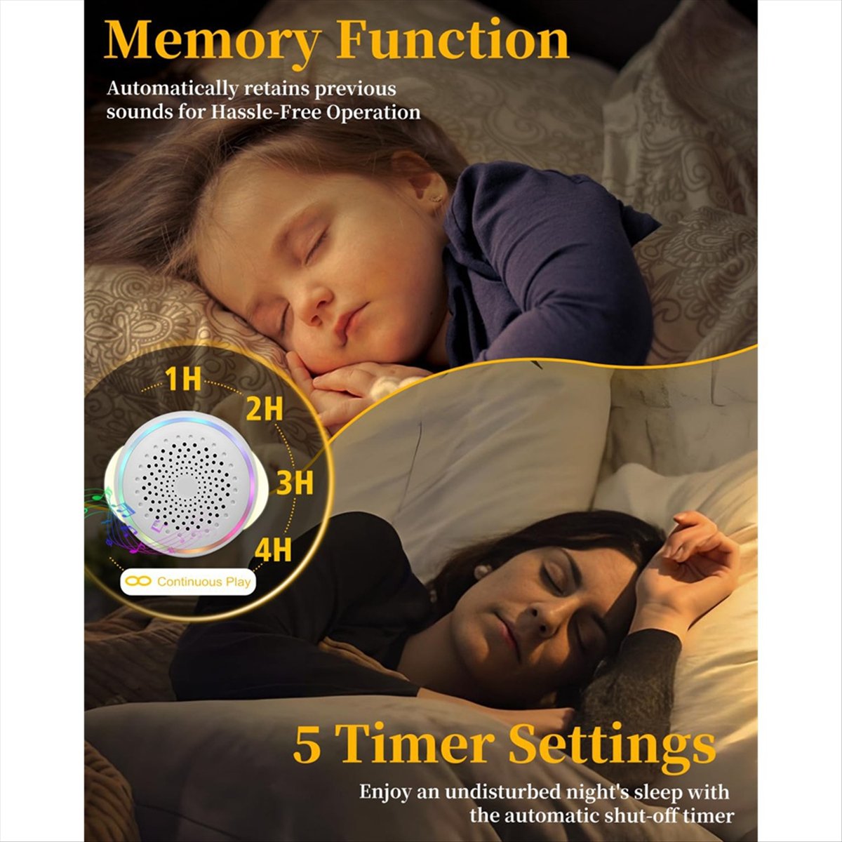 Baby Sound Machine White - DTC5 White Noise Sound Machine with