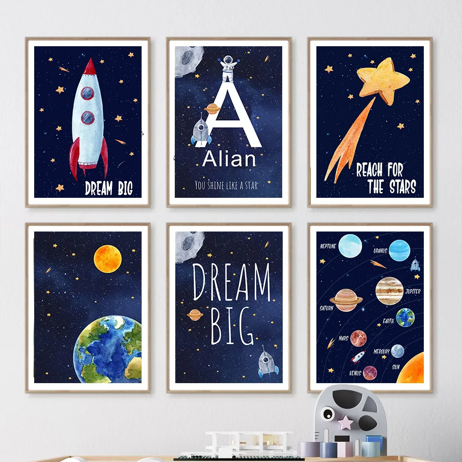 Baby Nursery Prints - 1pc Canvas painting Custom Name Kids