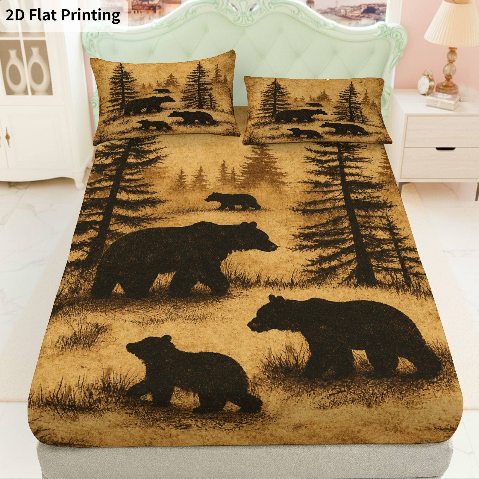 Baby Nursery Forest Theme - Little Bear Forest Bed Sheets Full