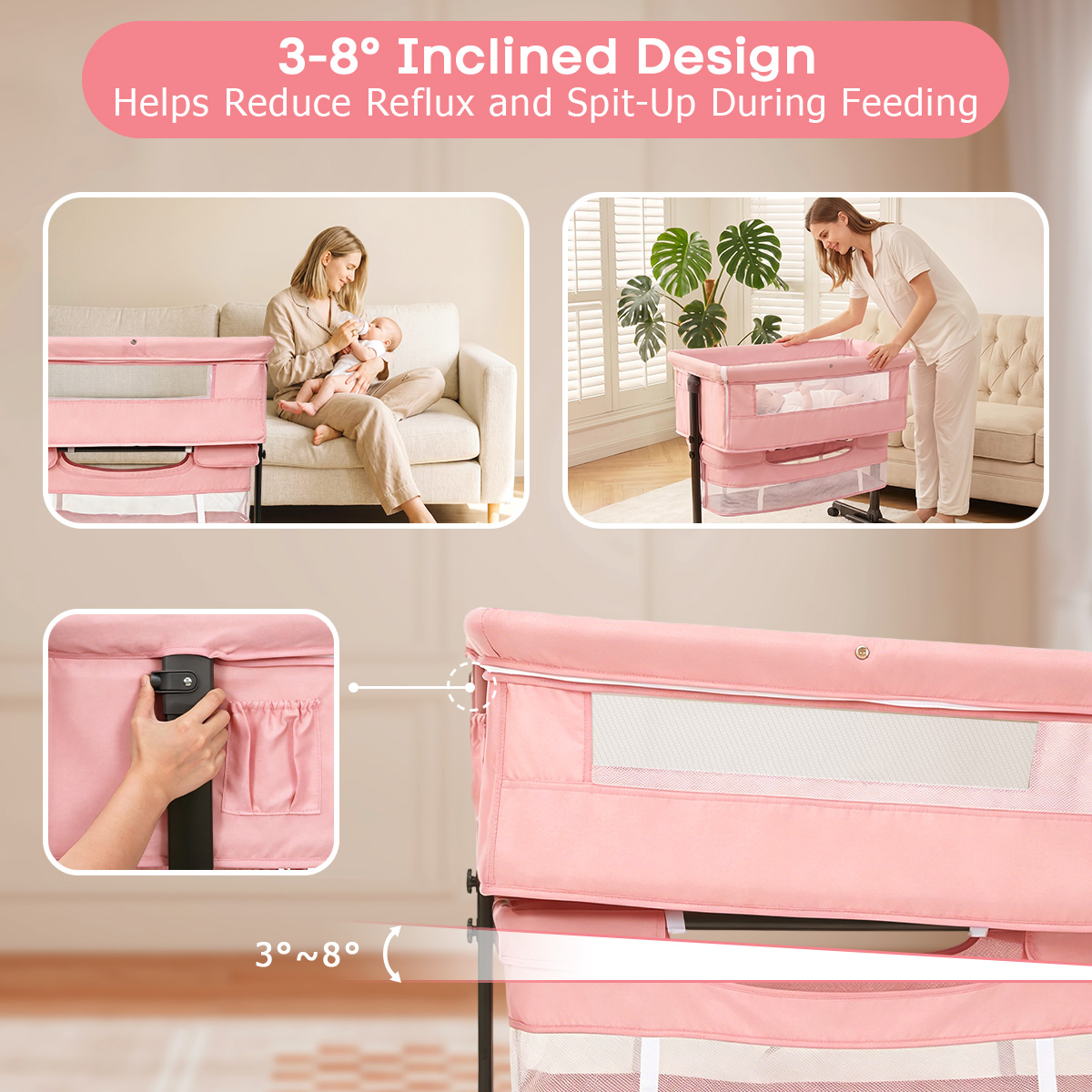 Baby Bedside Bassinet, Height‑ - Bassinet Bedside Sleeper 评论和价格