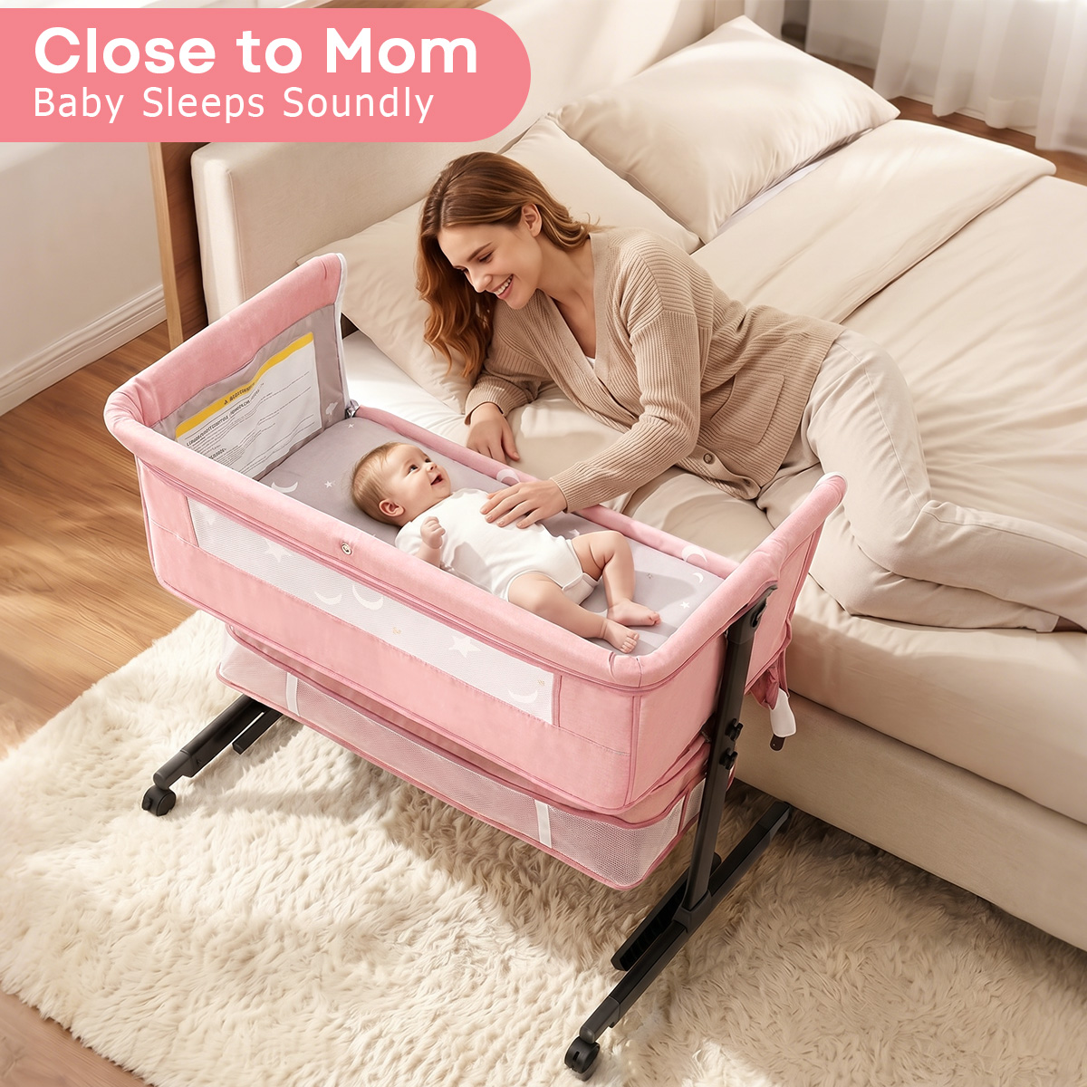 Baby Bedside Bassinet, Height‑ - Bassinet Bedside Sleeper 评论和价格