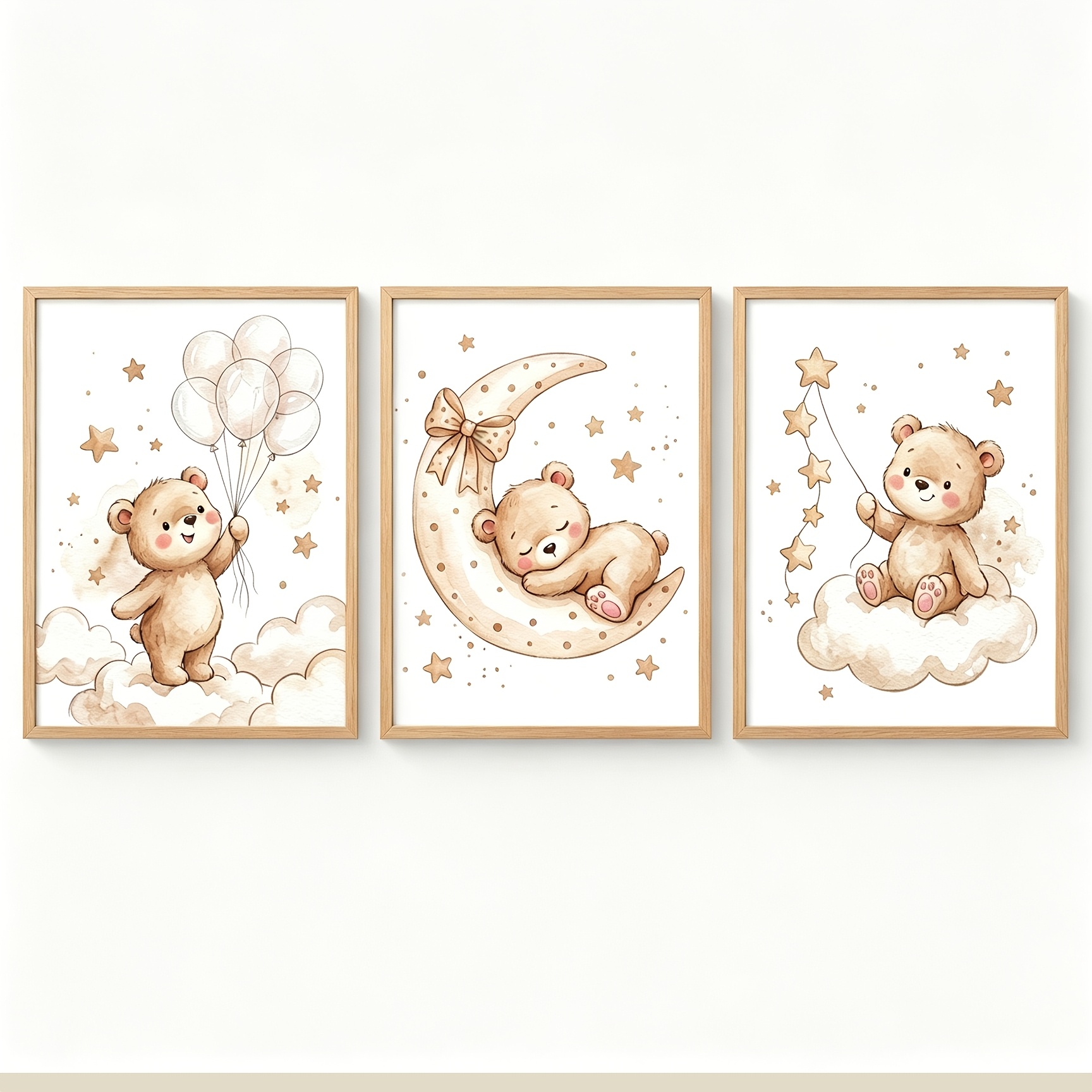 （NOframe 3PCS）-2D Flat, Kawaii - Baby Nursery Gender Neutral 评论和价格