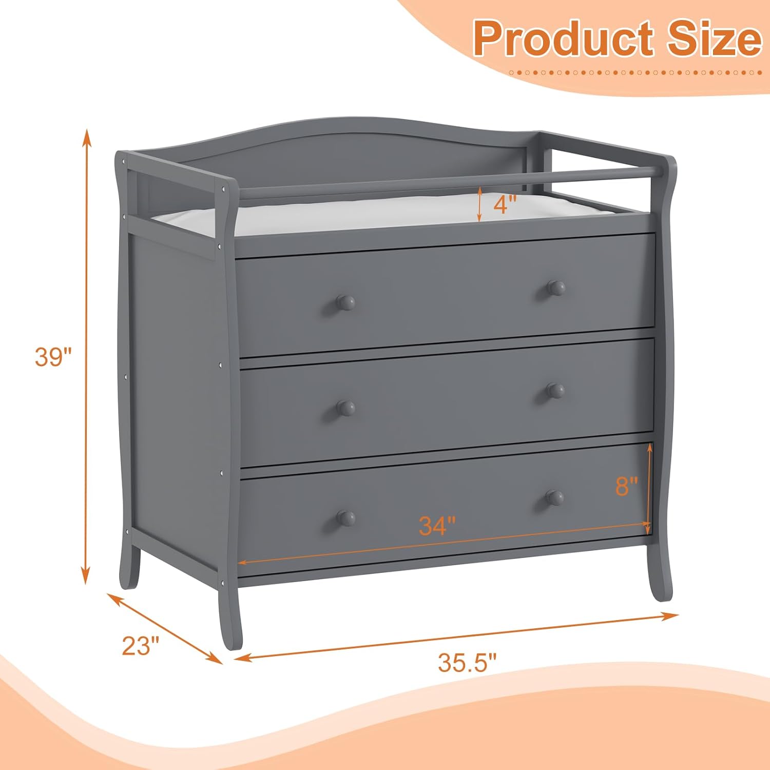 3 Drawers Baby Changing Table  - Baby Nursery Unisex 评论和价格