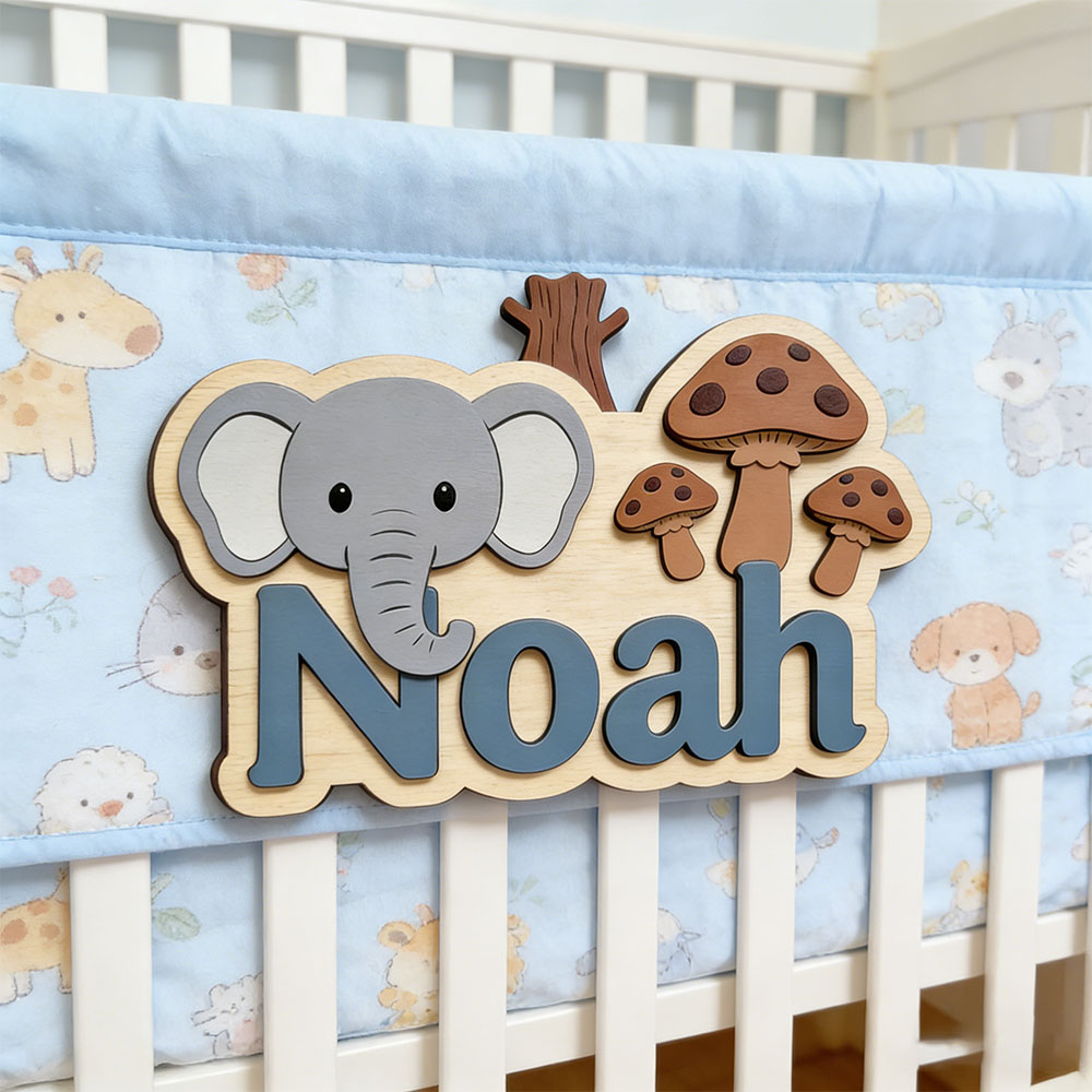 Customizable Cartoon Elephant  - Baby Nursery Forest Theme 评论和价格