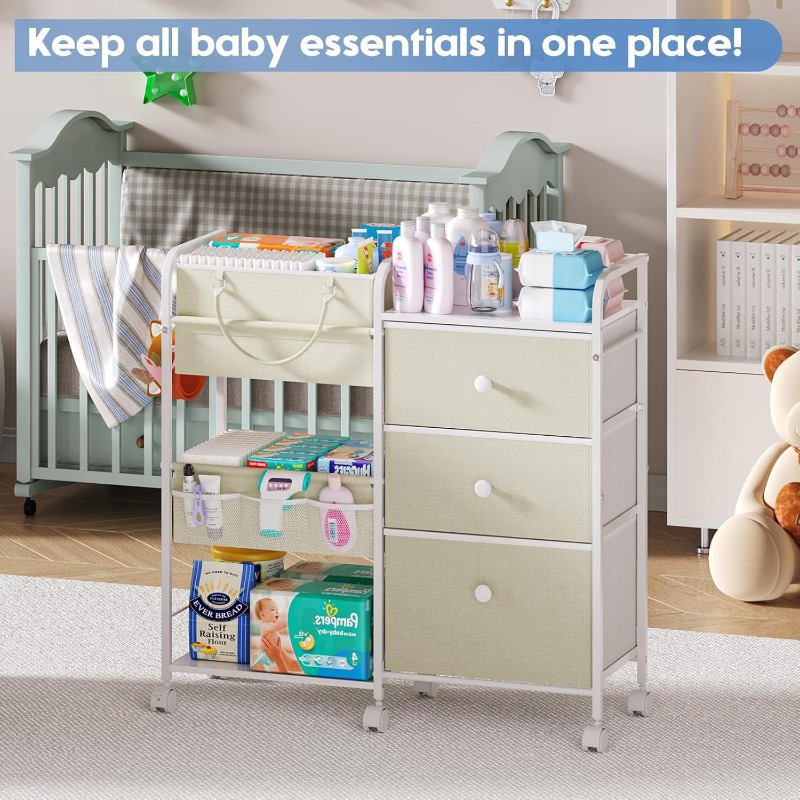 Large Capacity Baby Diaper Org - Baby Nursery Utility Cart 评论和价格