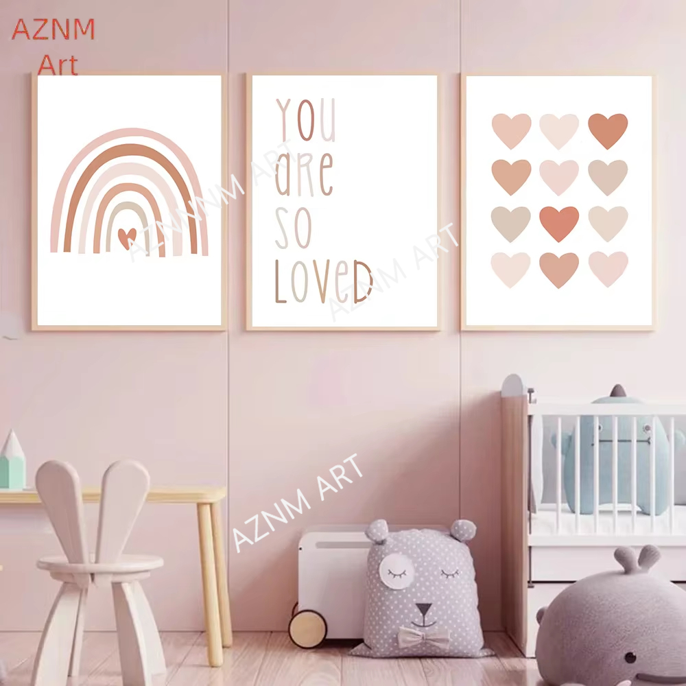 1/3PCS ，Cartoon Heart Rainbow  - Baby Nursery Prints 评论和价格