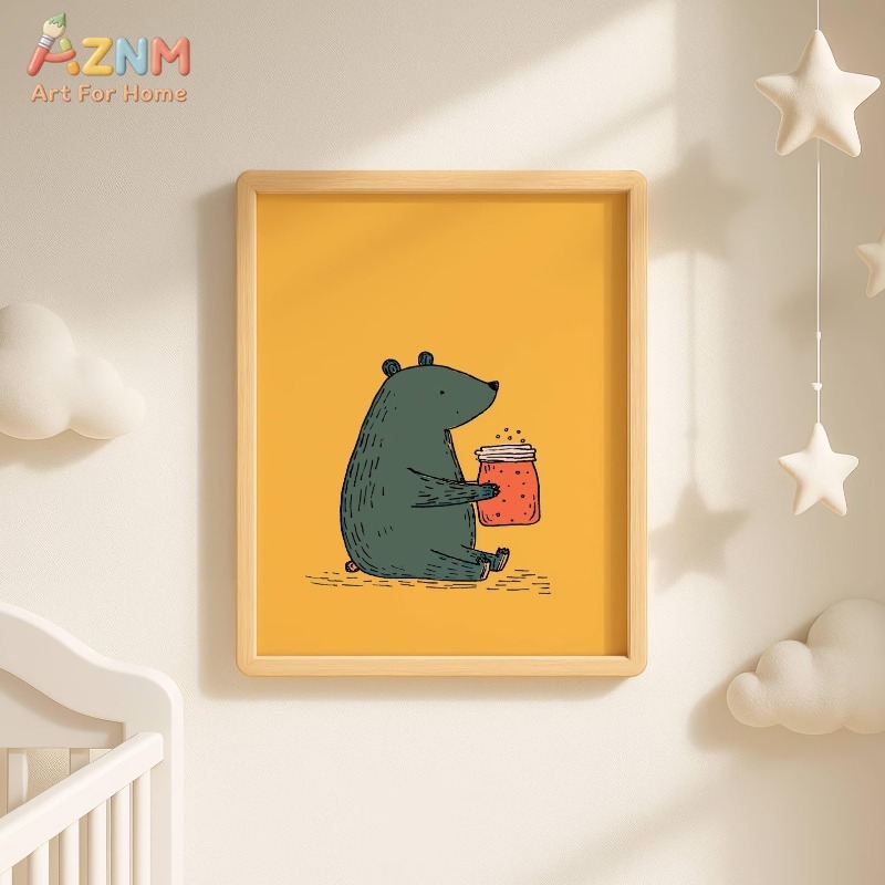 AZNM Cartoon Bear Honey Jar Ca - Baby Nursery Prints 评论和价格