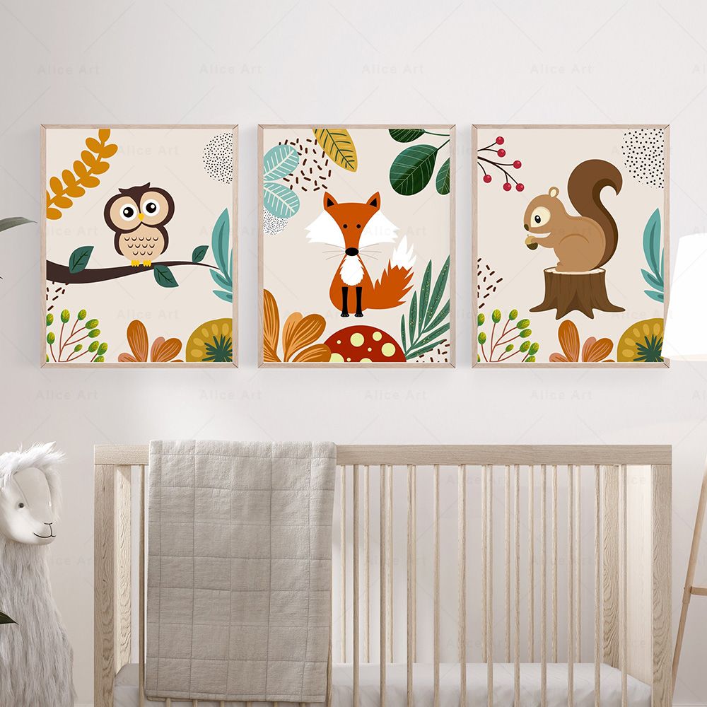 Boho Monkey Lion Giraffe Bird  - Baby Nursery Prints 评论和价格