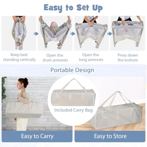 5-in-1 Pack and Play, Portable - Bassinet Bedside Sleeper 评论和价格