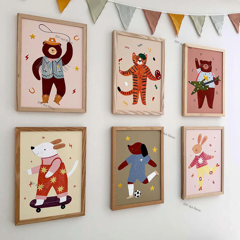 Funny Cartoon Animal Nursery W - Baby Nursery Prints 评论和价格