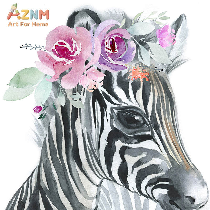 Animals Floral Crown Art Decor - Baby Nursery Prints 评论和价格