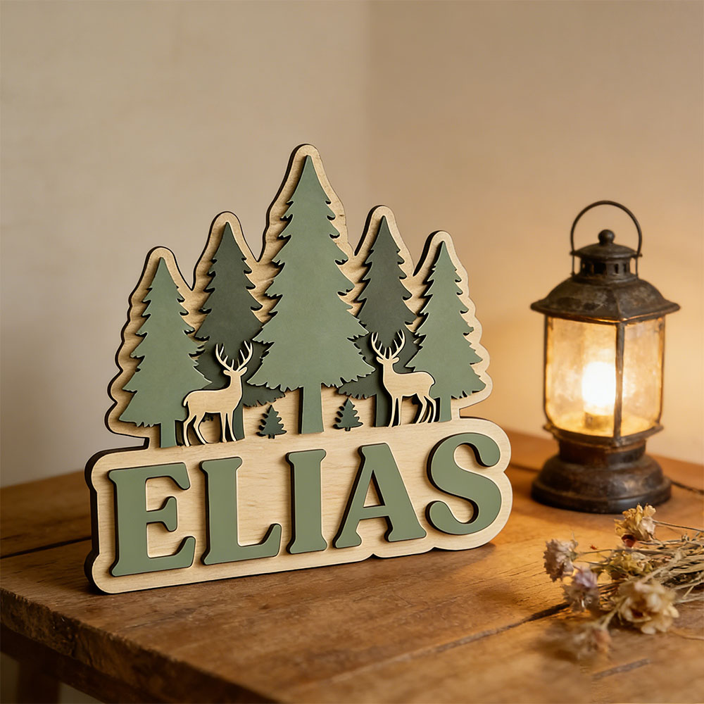 Custom Forest Elk Pine Tree Na - Baby Nursery Forest Theme 评论和价格