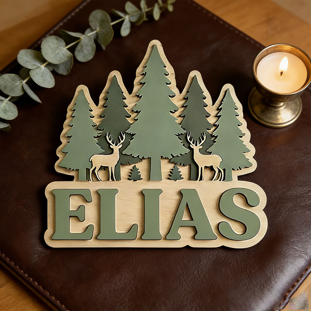 Custom Forest Elk Pine Tree Na - Baby Nursery Forest Theme 评论和价格