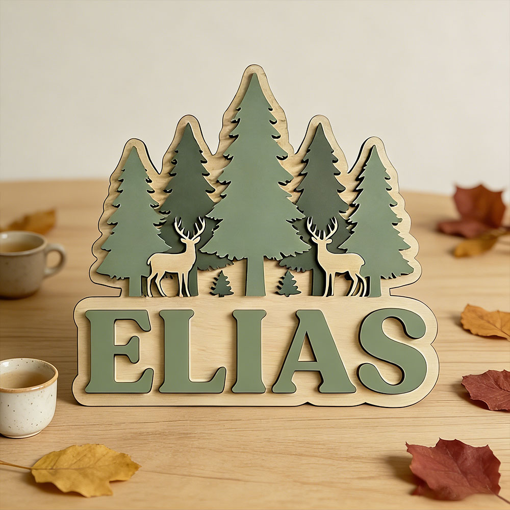 Custom Forest Elk Pine Tree Na - Baby Nursery Forest Theme 评论和价格