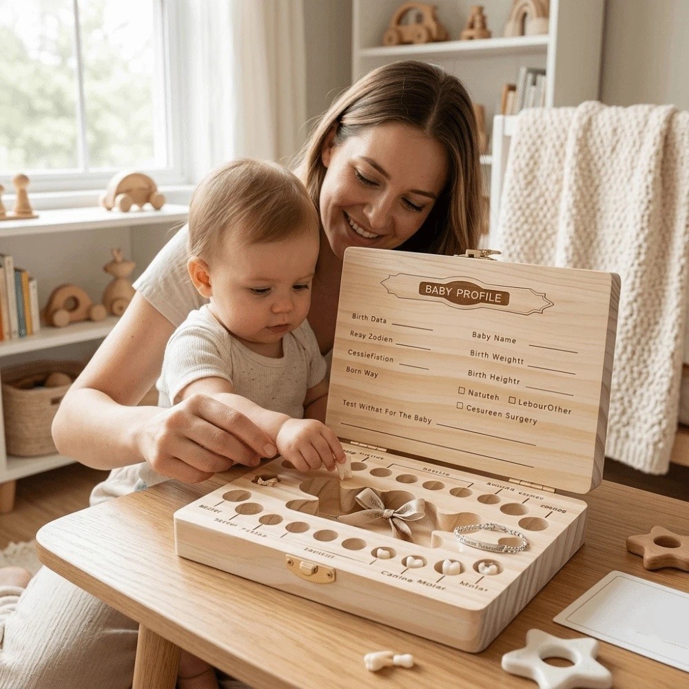 Wooden Baby Teeth Keepsake Box - Baby Keepsake Box 评论和价格