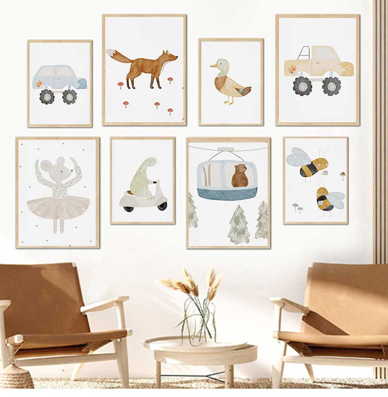 Cartoon Goose Bees Bear Duck D - Baby Nursery Prints 评论和价格