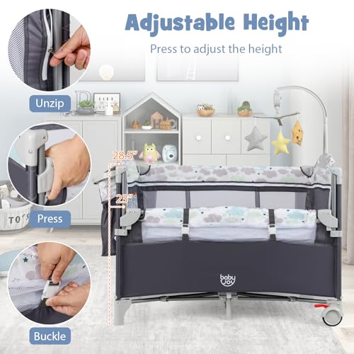 5-in-1 Pack and Play, Portable - Bassinet Bedside Sleeper 评论和价格
