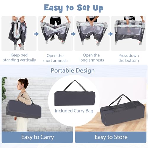 5-in-1 Pack and Play, Portable - Bassinet Bedside Sleeper 评论和价格