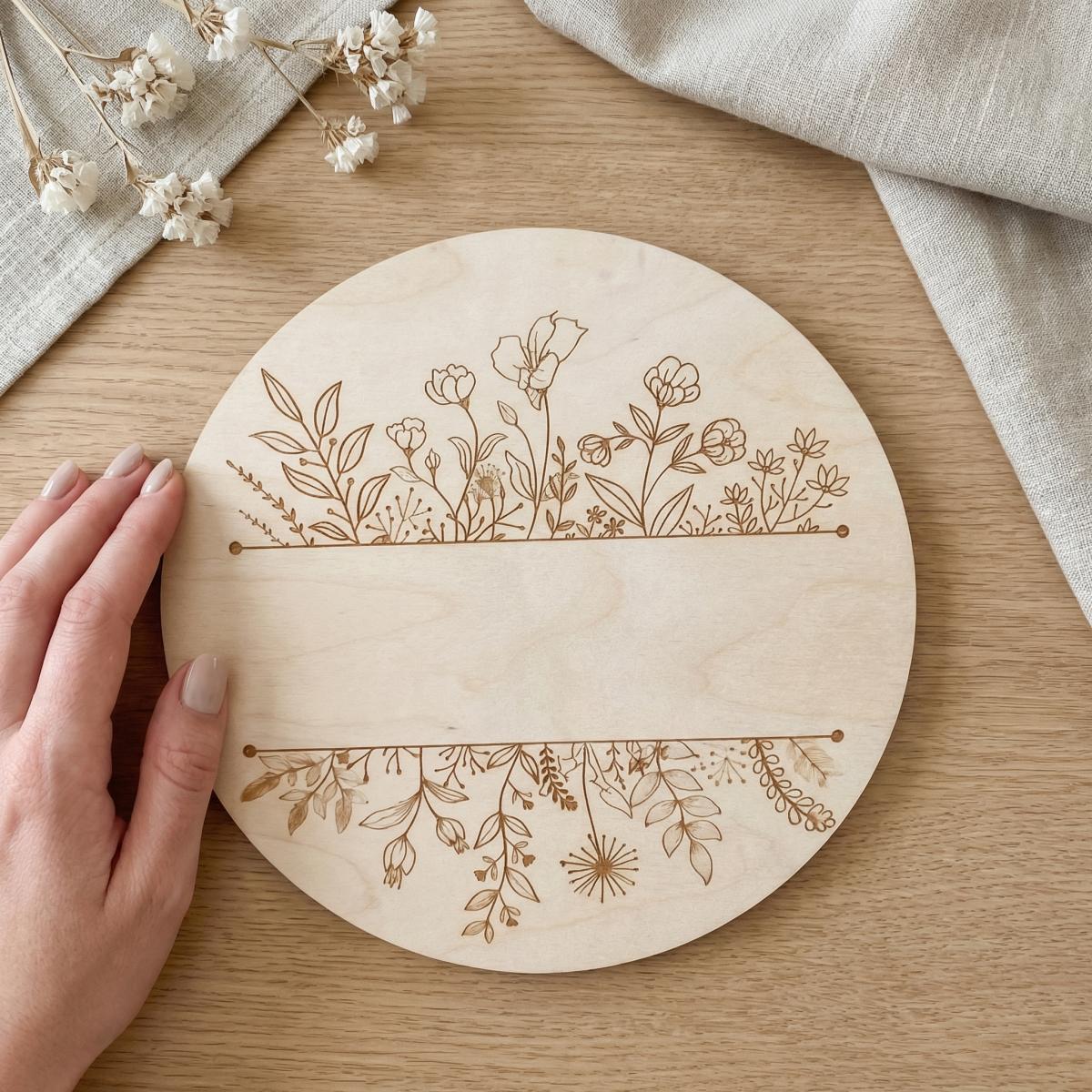 Personalized Floral Round Wood - Baby Nursery 评论和价格