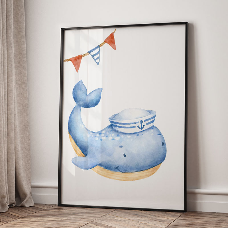 Bear Whale Sailboat Lighthouse - Baby Nursery Prints 评论和价格