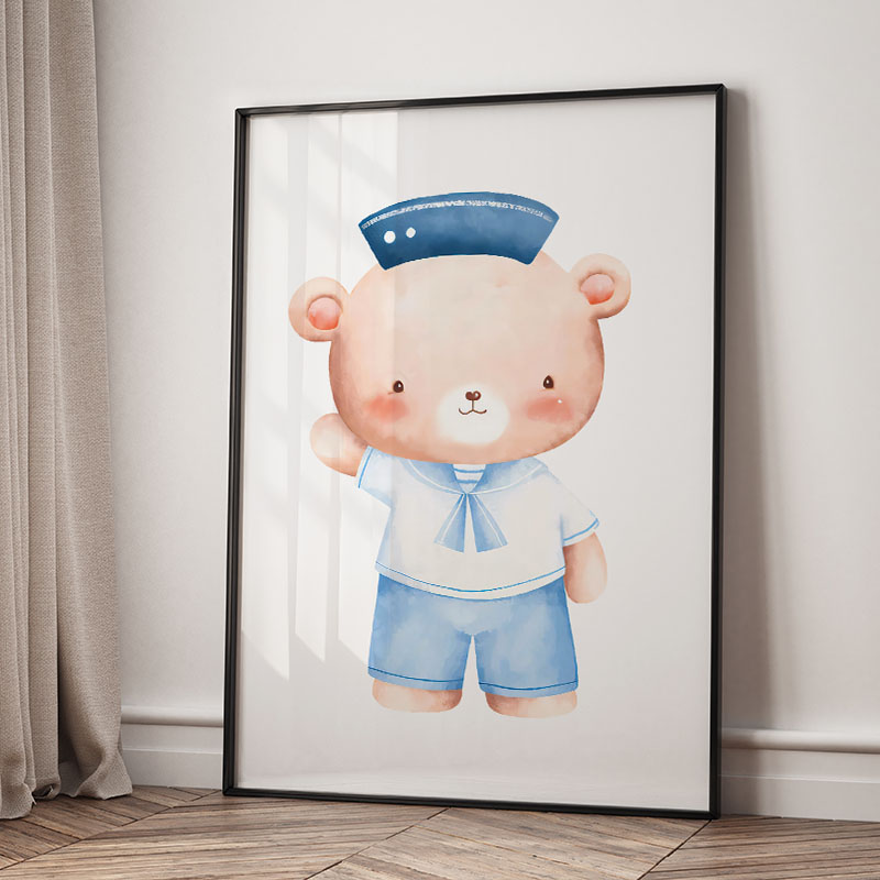 Bear Whale Sailboat Lighthouse - Baby Nursery Prints 评论和价格
