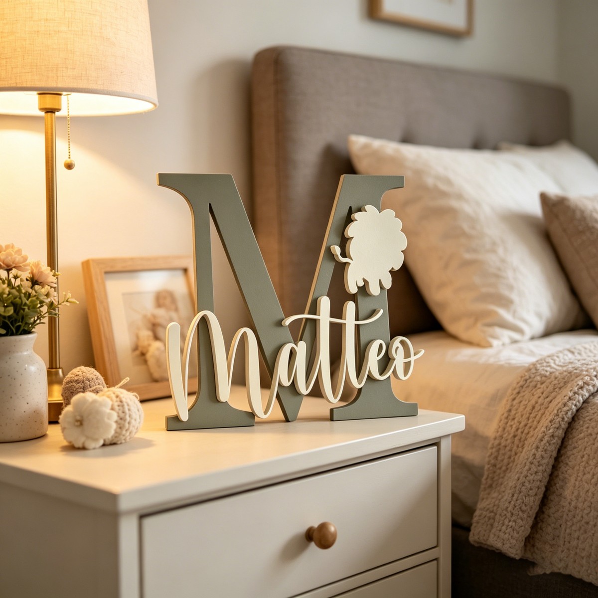 1Pc Custom Lion Name & Initial - Baby Nursery 评论和价格