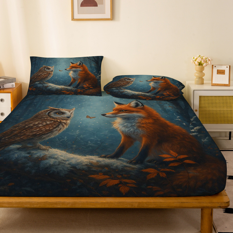 Owl Fox Forest Mattress Protec - Baby Nursery Forest Theme 评论和价格