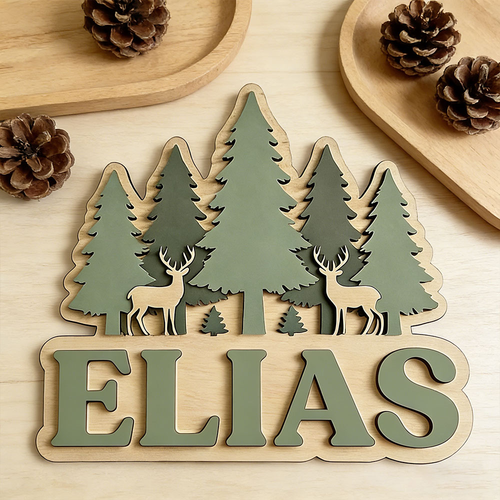Forest Deer Pine Tree Themed C - Baby Nursery Forest Theme 评论和价格
