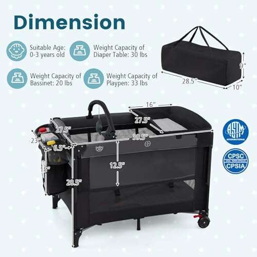 5-in-1 Pack and Play with Cano - Bassinet Bedside Sleeper 评论和价格