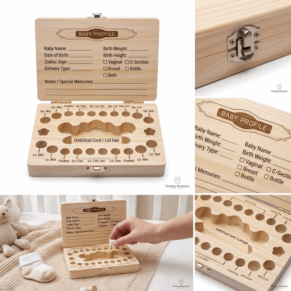 Wooden Baby Teeth Keepsake Box - Baby Keepsake Box 评论和价格