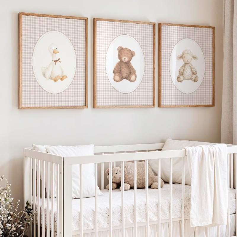 Nursery Print Set Animals, Cot - Baby Nursery Gender Neutral 评论和价格