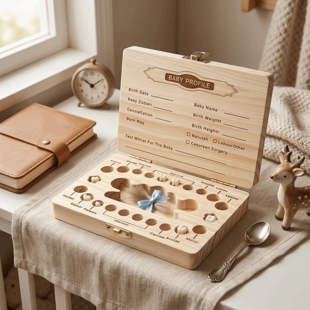 Wooden Baby Teeth Keepsake Box - Baby Keepsake Box 评论和价格